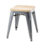 Bolero Bistro stalen kruk met houten zitting - grijs (4 stuks)