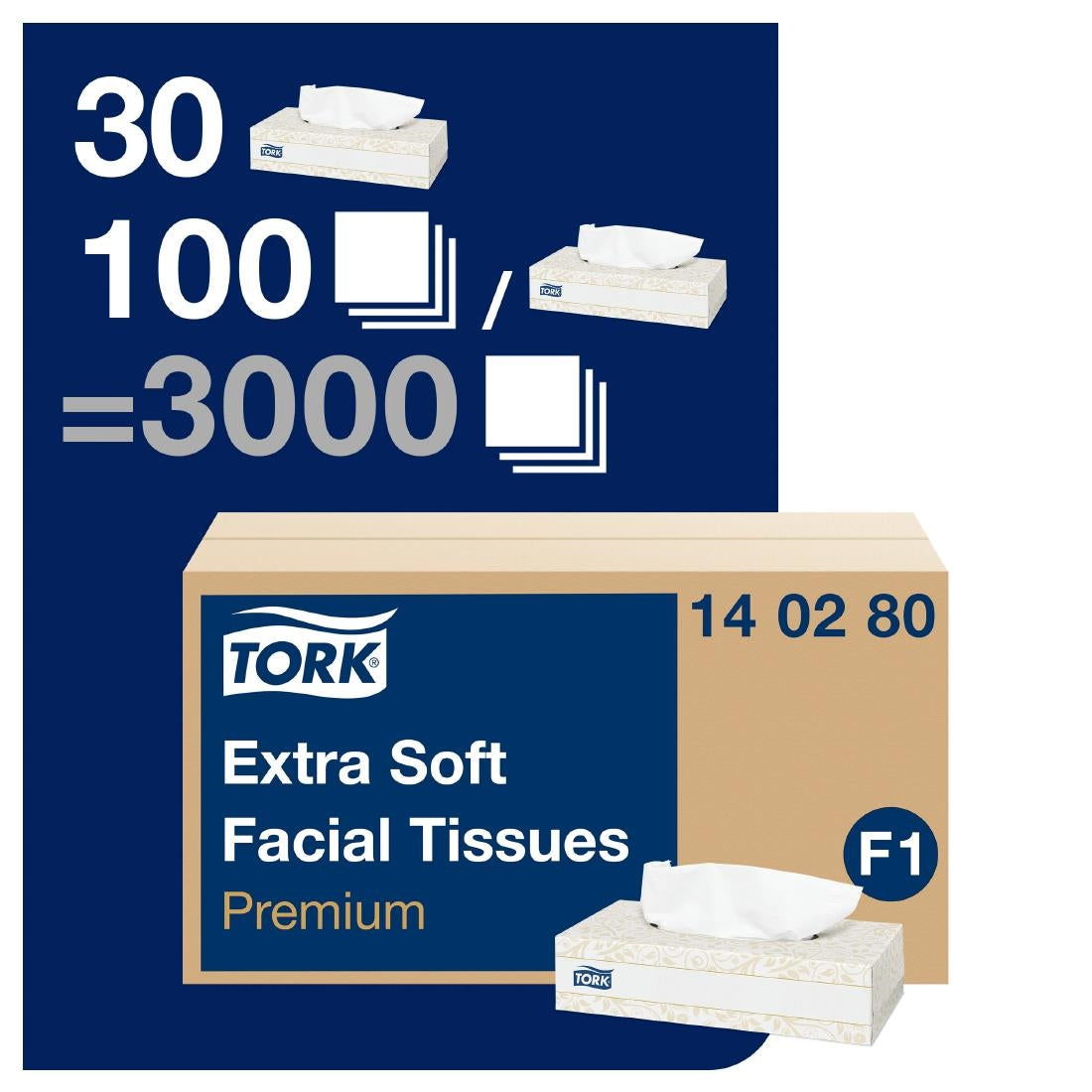 Tork Premium 100-pak gezichtsreinigingsdoekjes extra soft 2-laags (30 stuks)