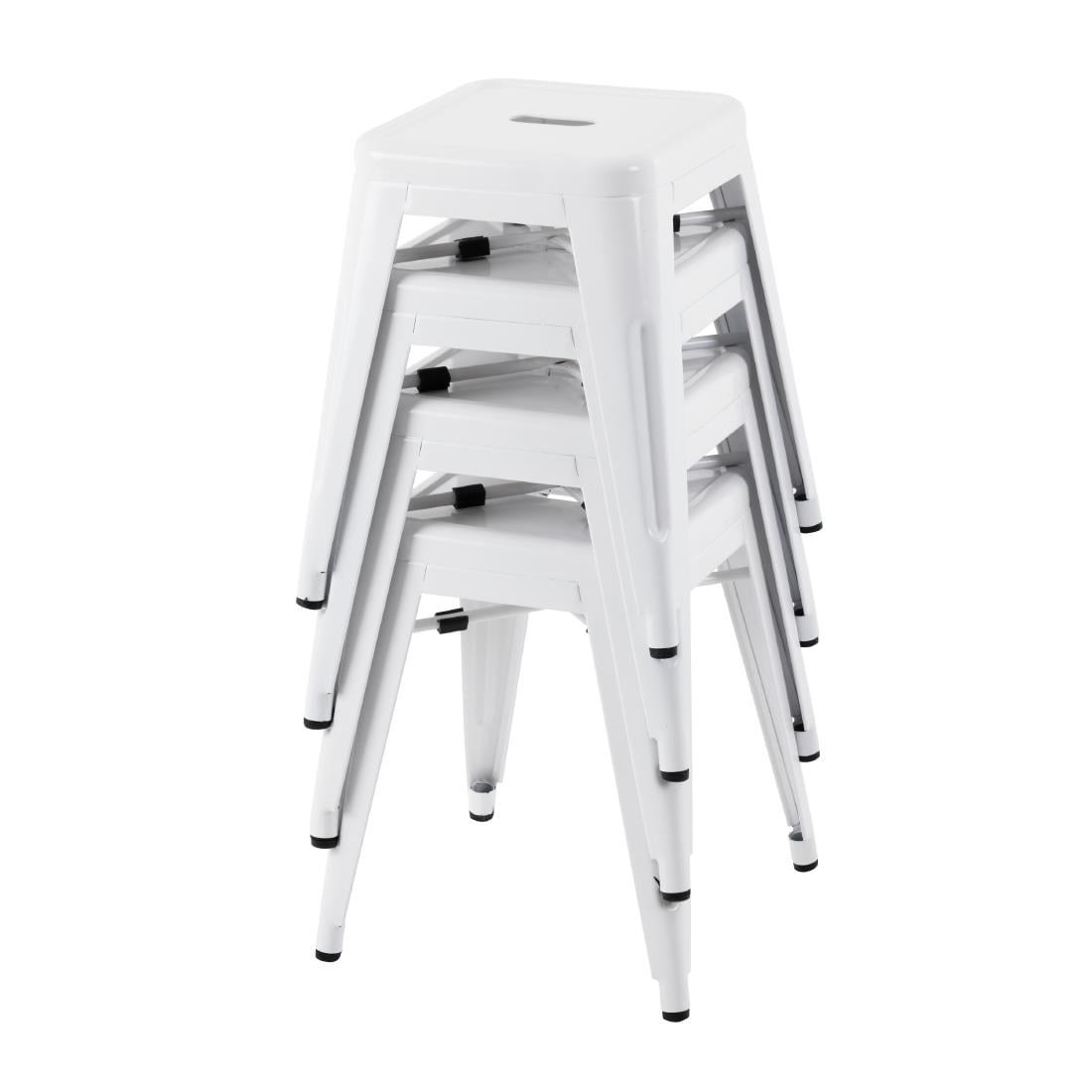 Bolero Bistro Stalen Lage Kruk Wit (4 Stuks)