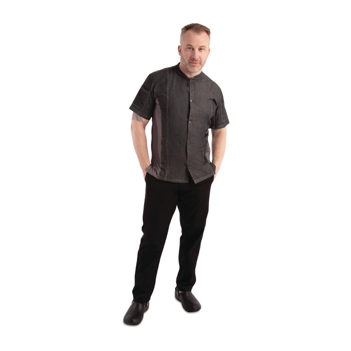 Koksbuis Korte Mouw Denim Grijs Chef Works S