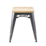 Bolero Bistro stalen kruk met houten zitting - grijs (4 stuks)