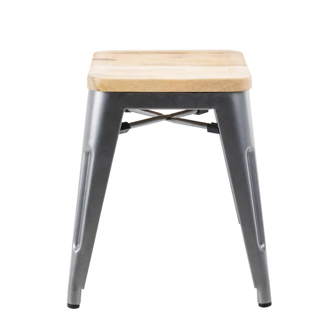 Bolero Bistro stalen kruk met houten zitting - grijs (4 stuks)