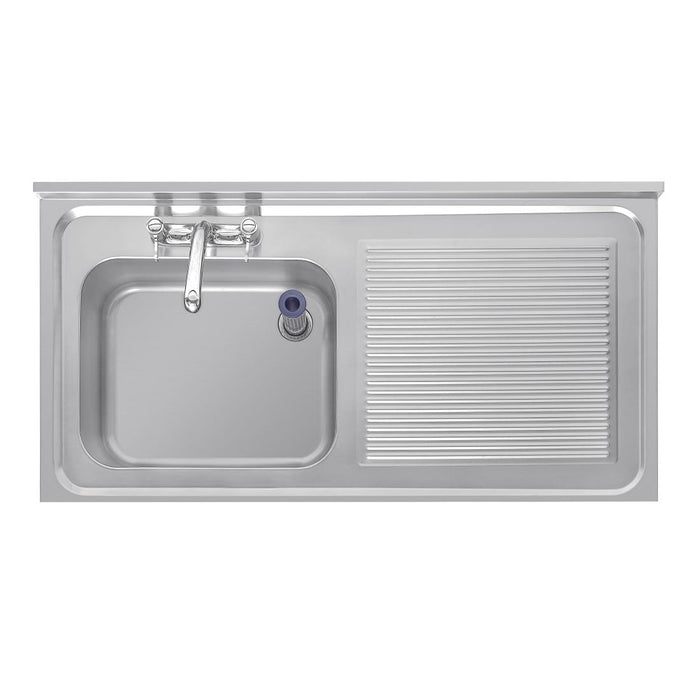 Vogue RVS spoeltafel enkele spoelbak afdruiprek rechts 120x60cm