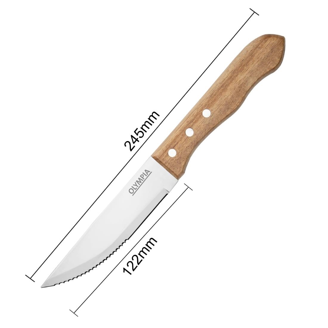 Olympia Jumbo steakmes met houten heft 25cm