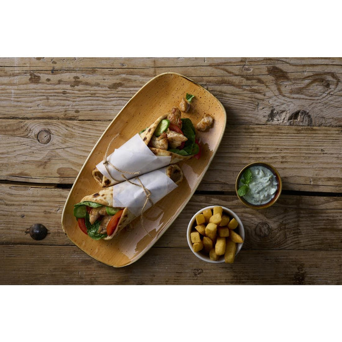 Churchill Stonecast Tangerine Chefs' Oblong No. 3 Borden (Pak Van 12)