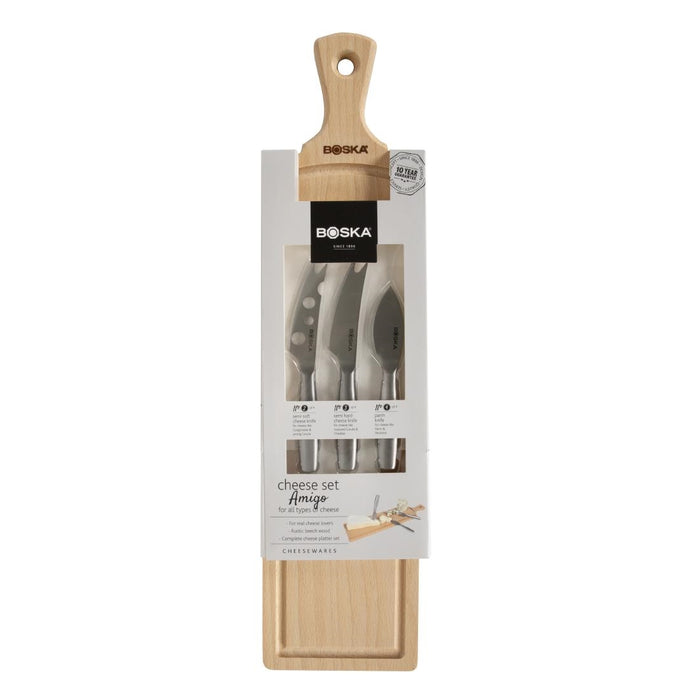 Boska Amigo 4-delige set met kaasmessen en serveerplank