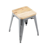 Bolero Bistro stalen kruk met houten zitting - grijs (4 stuks)