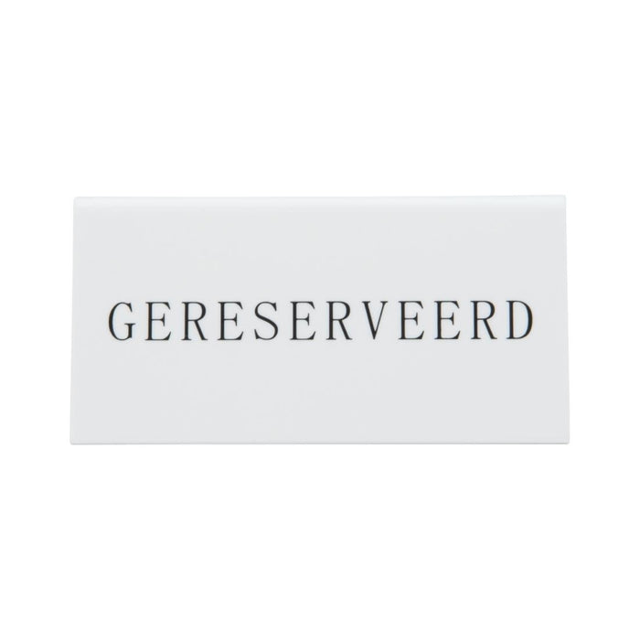 Securit Reservering tafelstandaards met Nederlands: 'Gereserveerd' Wit Acryl standaarden met zwart lettertype (box 5)