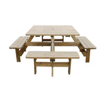 Rowlinson vierkante houten picknicktafel 198cm