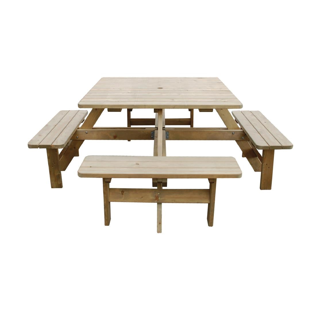 Rowlinson vierkante houten picknicktafel 198cm