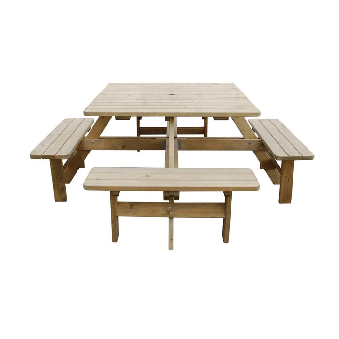 Rowlinson vierkante houten picknicktafel 198cm