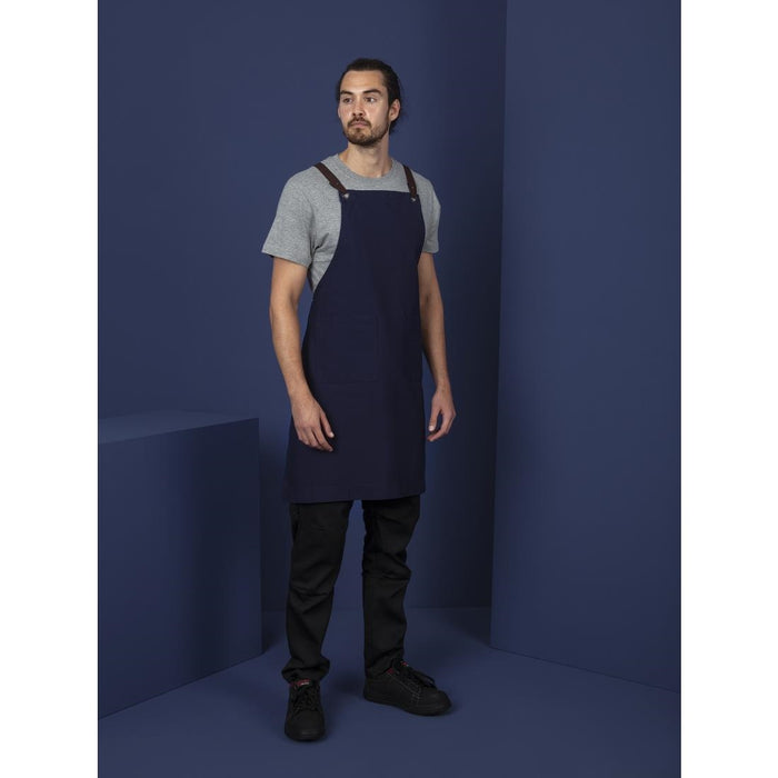Southside Cotton canvas halterschort marineblauw