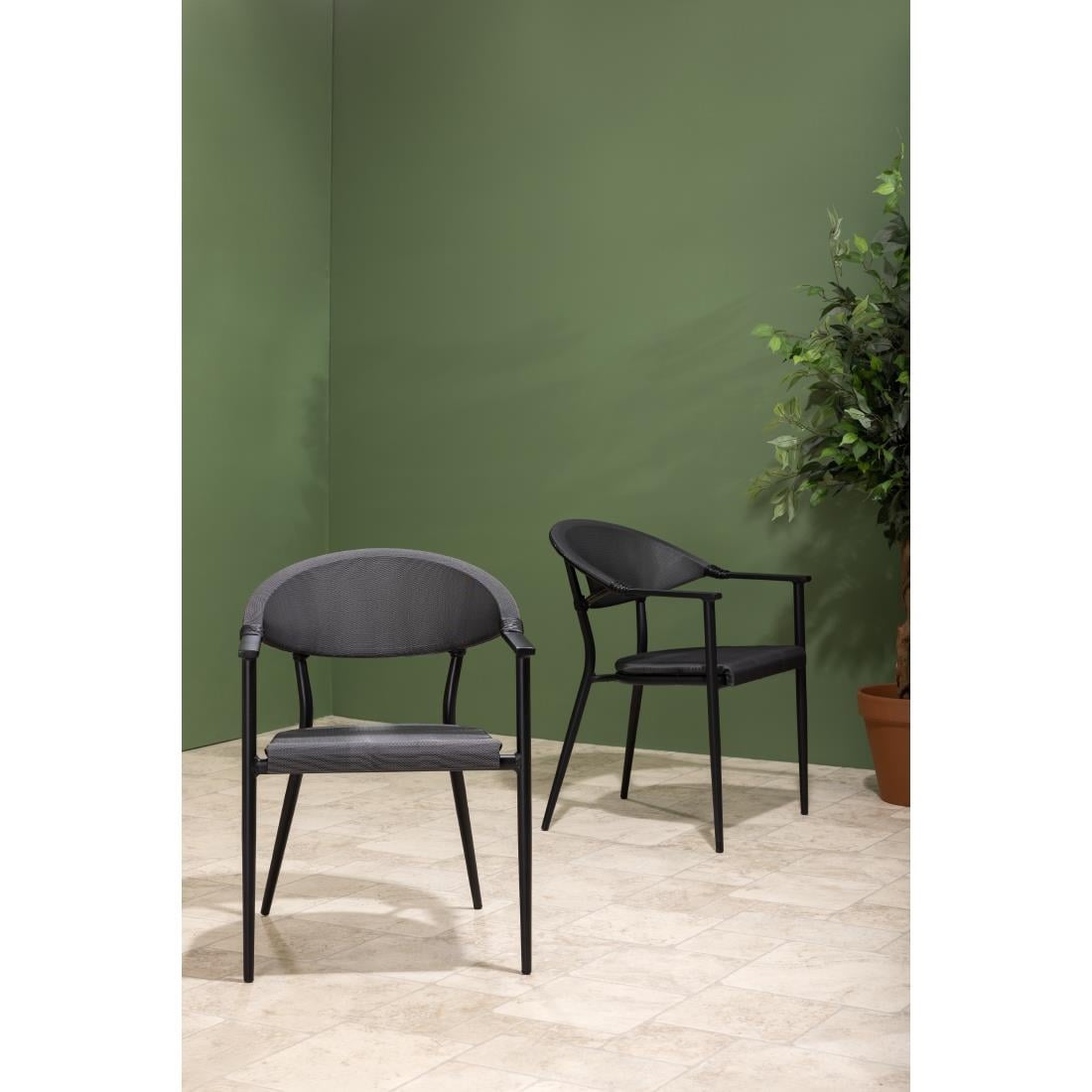 Bolero Santiago outdoor armstoelen zwart (4 stuks)