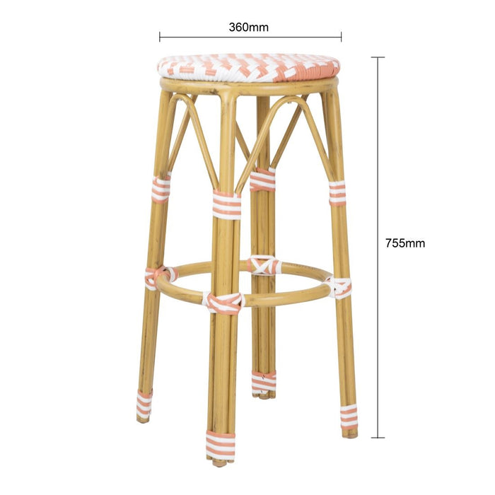 Bolero Parijse Stijl PE Rotan Barkrukken Koraal (2 Pack)