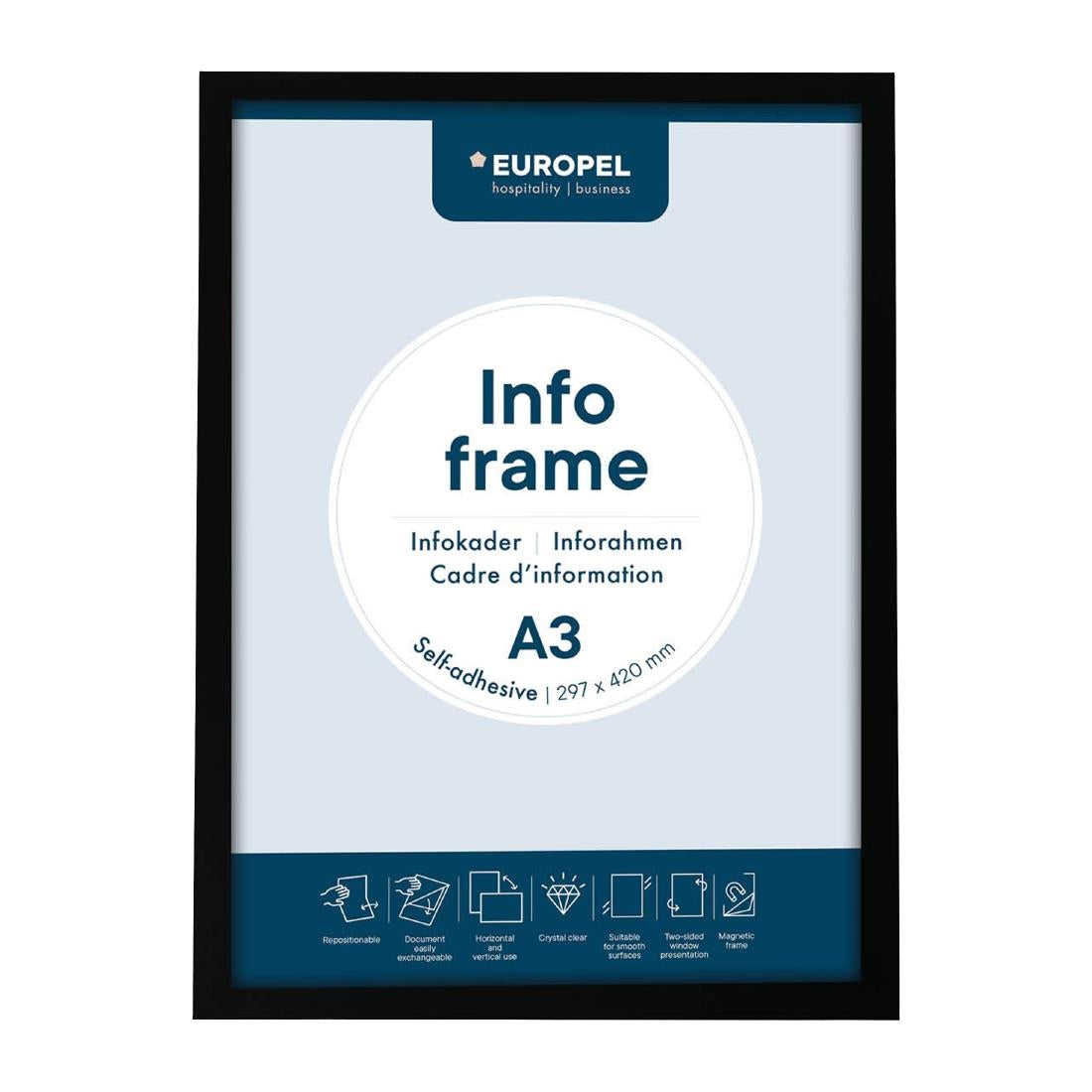 Europel Info Kader / Zelfklevende Set 2 Stuks A3 Zwart