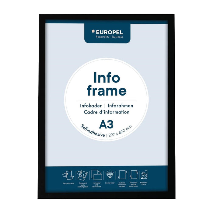 Europel Info Kader / Zelfklevende Set 2 Stuks A3 Zwart