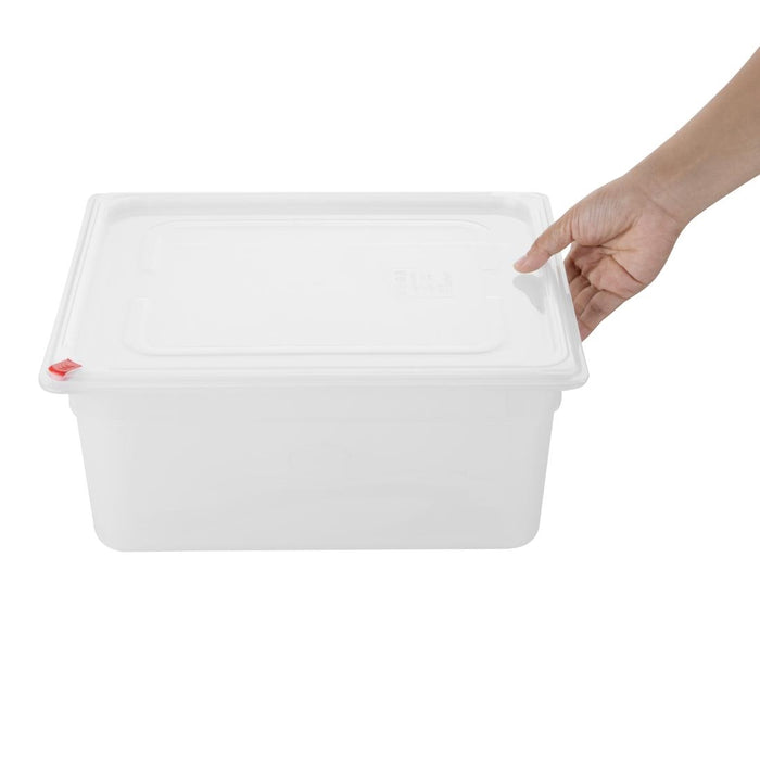 Hygiplas Click PP GN Container 2/3 met Deksel & 7 Kleur Clips 150mm 12Ltr (Set van 4)