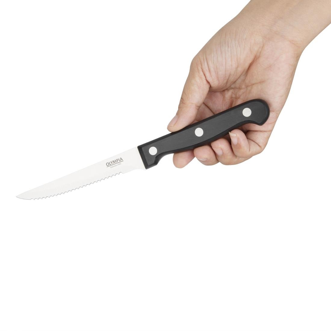 Olympia steakmessen zwart heft 21,5cm (12 stuks)