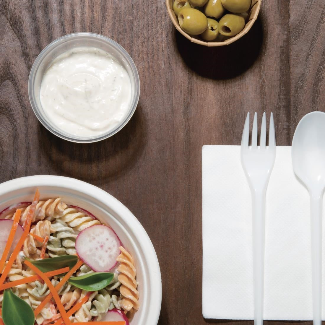 Fiesta recyclebare plastic magnetronbestendige delicatessenpotten 100 ml / 3,5 oz (100 stuks)