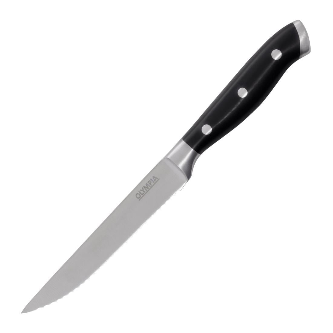 Olympia Premium Geklonken Steakmessen Met Zwarte Abs Handvatten (Set Van 6)