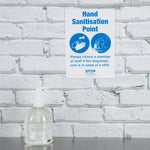 Zelfklevende vinylsticker A5 'Hier handen reinigen'