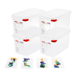 Araven GN 1/4 voedselbak met deksel 4,3L (4 stuks)