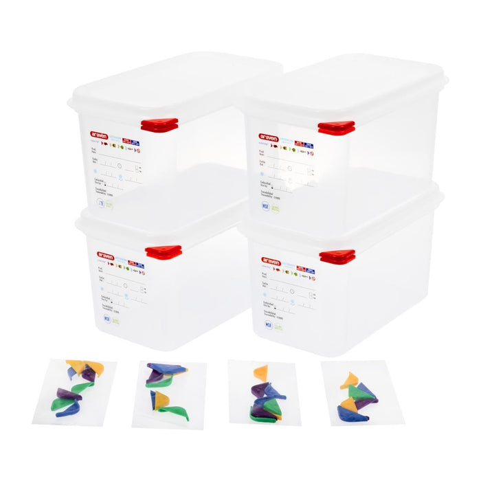 Araven GN 1/4 voedselbak met deksel 4,3L (4 stuks)