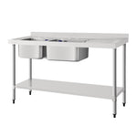 Vogue RVS spoeltafel dubbele spoelbak afdruiprek rechts 150x60cm