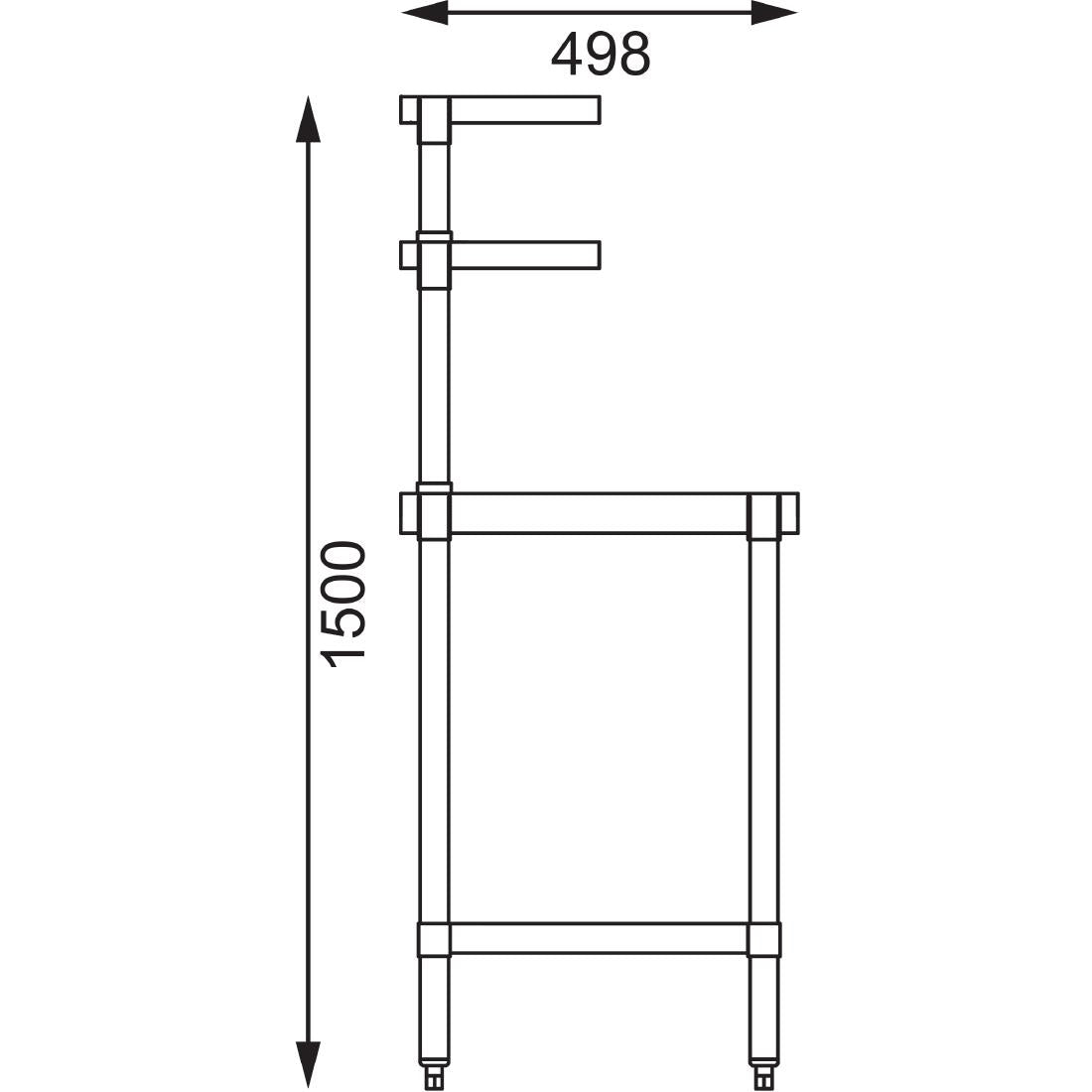 Vogue RVS werktafel met wandplanken 180cm
