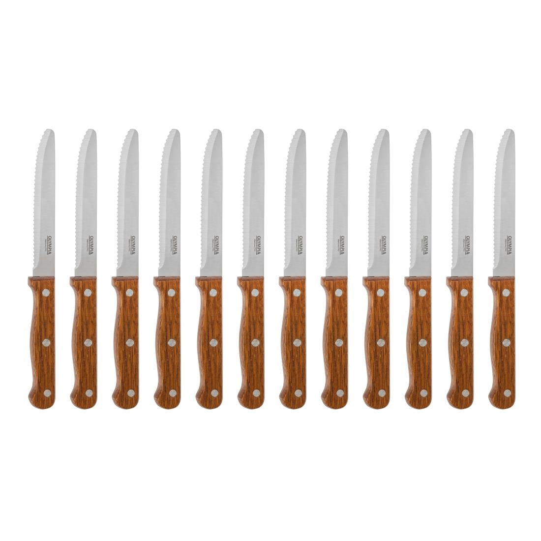 Olympia steakmessen met ronde punt hout (12 stuks)