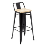 Bolero Bistro hoge barstoel met houten zitting zwart (4 stuks)