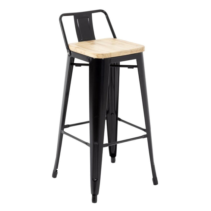 Bolero Bistro hoge barstoel met houten zitting zwart (4 stuks)