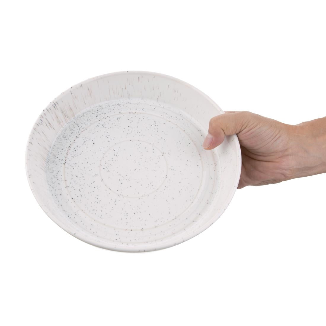 Olympia Cavolo Witte Gespikkelde Platte Ronde Kom - 220 mm (Doos 4)