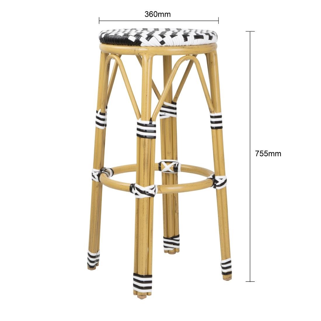 Bolero Parijse Stijl PE Rieten Barkrukken Zwart (2 Pack)