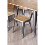 Bolero Bistro stalen kruk met houten zitting - grijs (4 stuks)