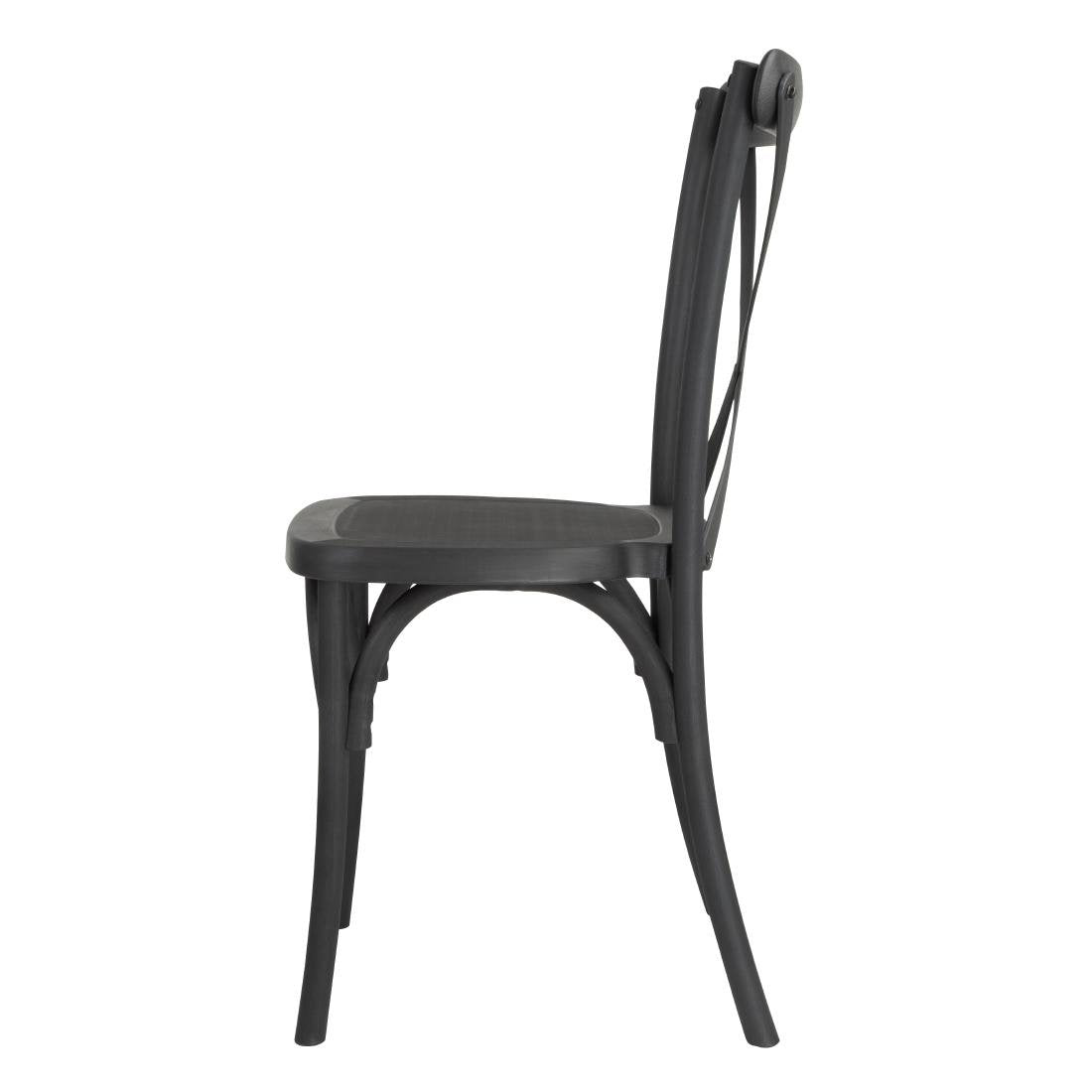 Bolero Manhattan Cross-Back Kunststof Stoelen Zwart (Set Van 4)