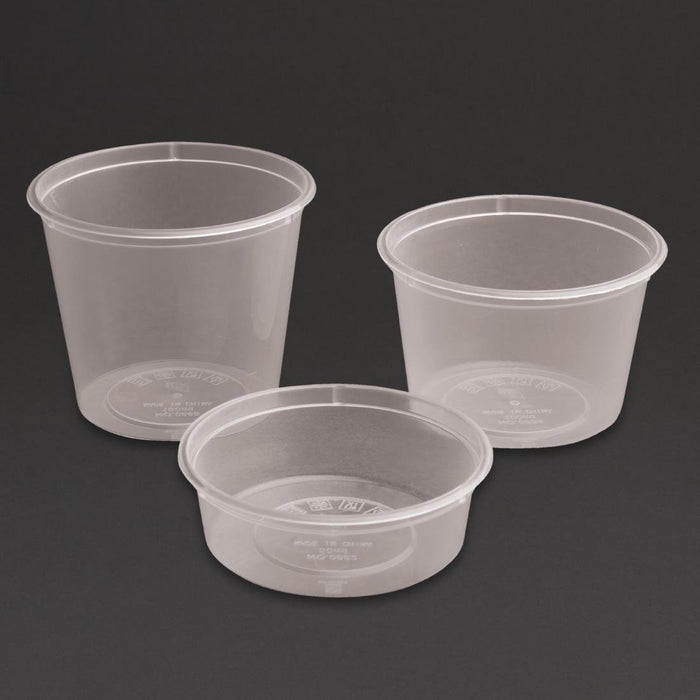 Fiesta recyclebare plastic magnetronbestendige delicatessenpotten 100 ml / 3,5 oz (100 stuks)