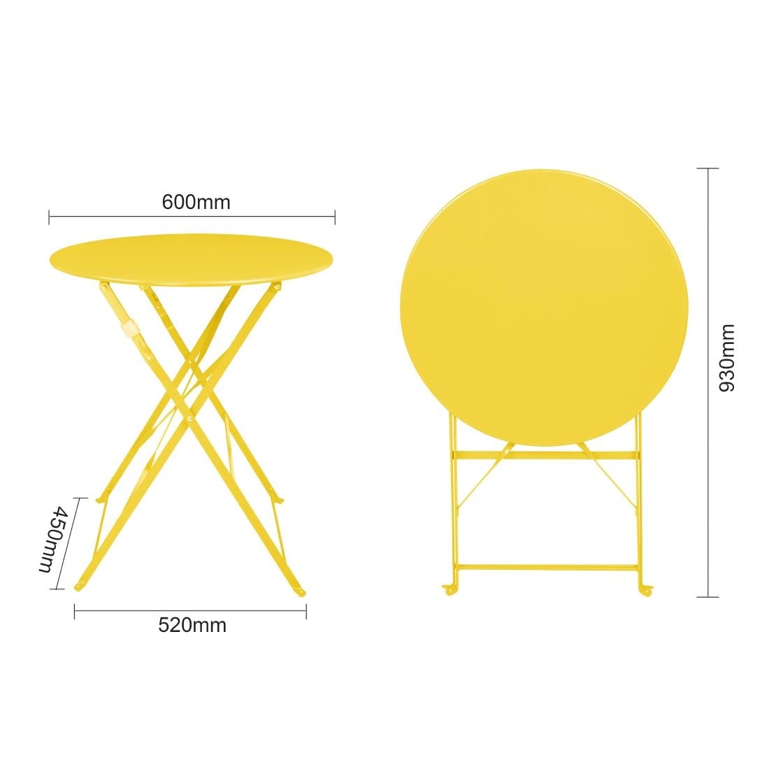 Bolero Perth zachtgele trottoirstijl ronde tafel 600 mm