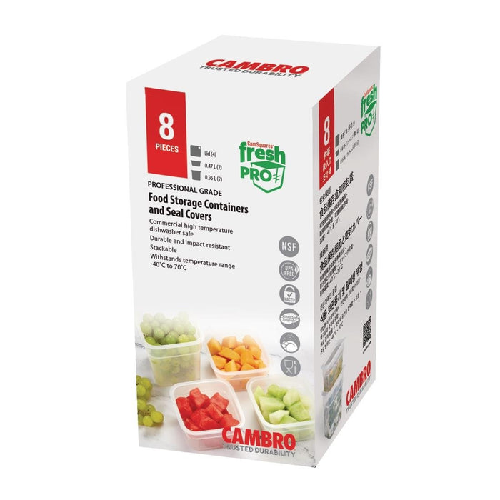 Cambro Freshpro Voedselcontainers Met Deksel (Pak Van 2 x 0,95Ltr En 2 x 0,47Ltr)