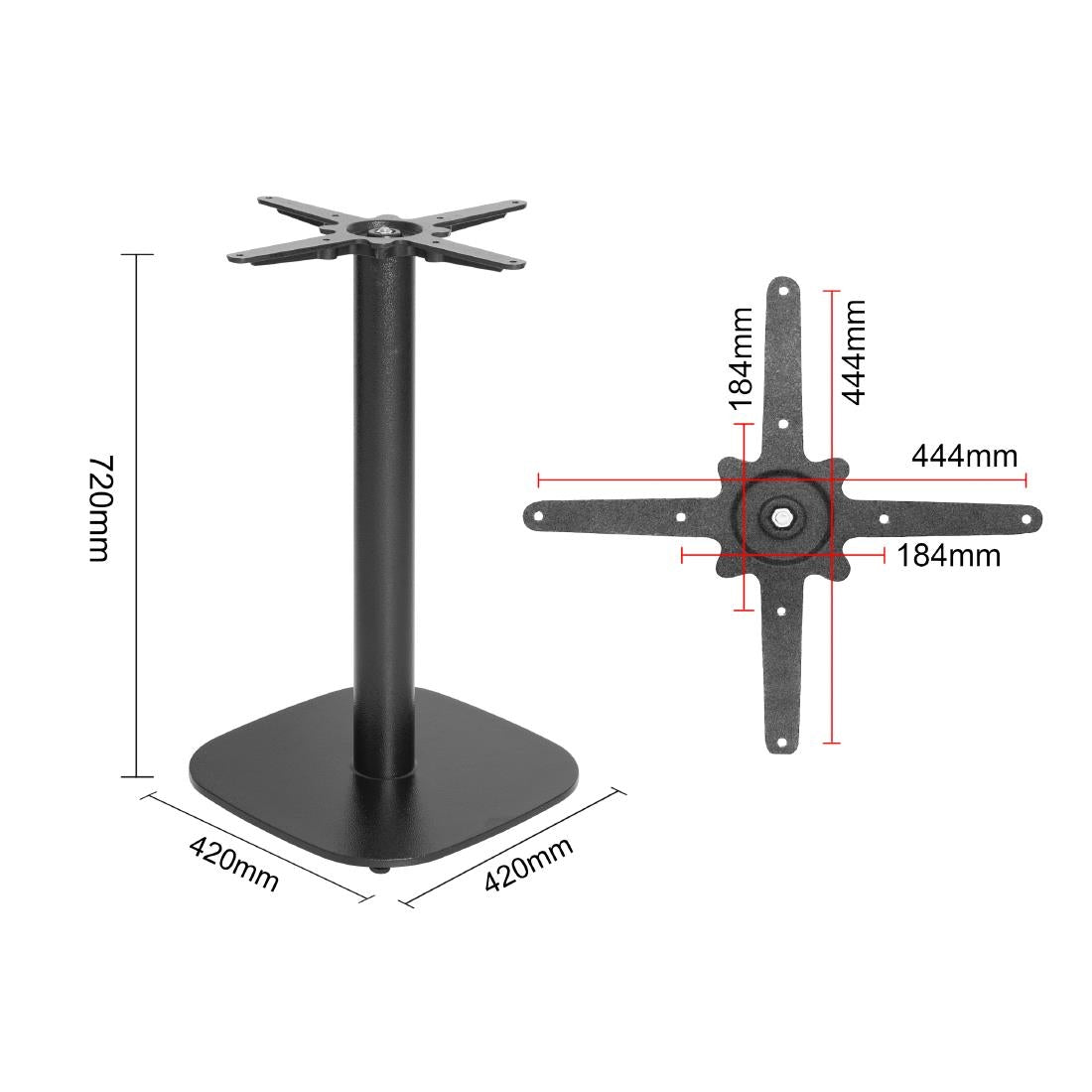 Bolero Black Cast Iron Table Base 720x420mm