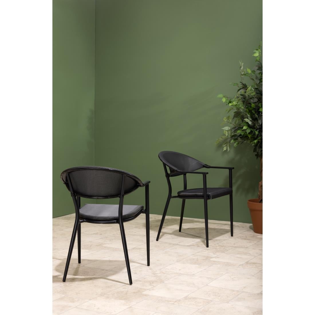 Bolero Santiago outdoor armstoelen zwart (4 stuks)