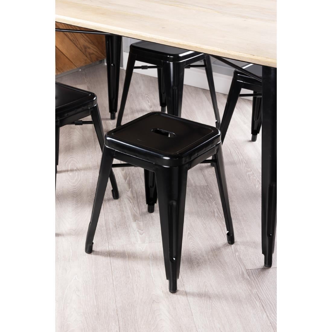 Bolero Bistro gegalvaniseerd stalen lage kruk zwart (4 stuks)