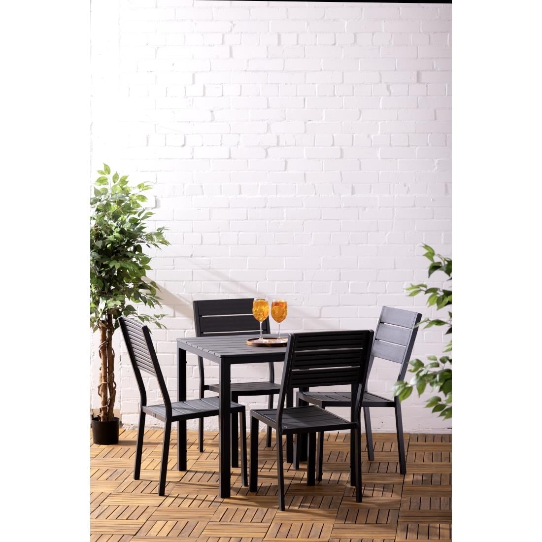 Bolero Valletta Grijs Latten Tuin Tafel 780mm