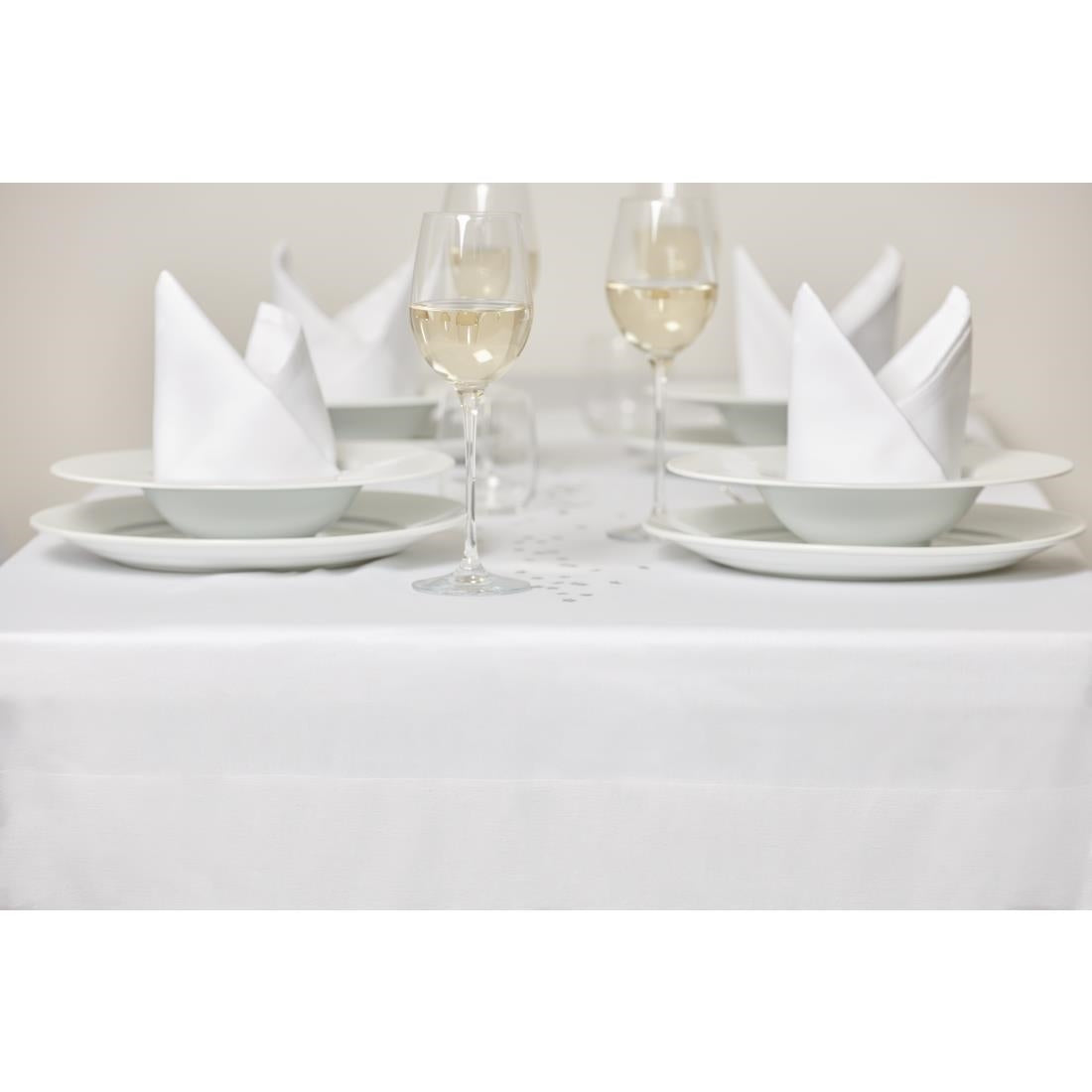 Mitre luxe satijnen band servetten katoen wit (pak van 10)