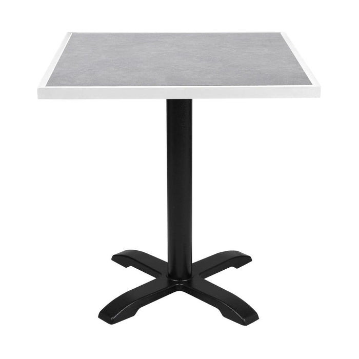 Bolero Tafelblad Van Gehard Glas Met Lichtgrijs Steeneffect En Witte Rand 700 mm Voor Buiten