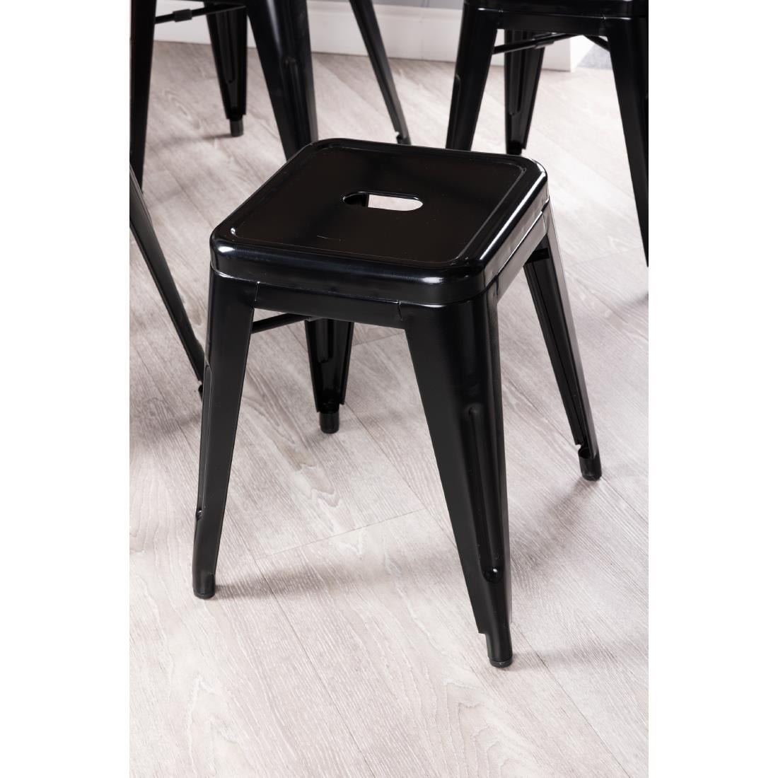 Bolero Bistro gegalvaniseerd stalen lage kruk zwart (4 stuks)
