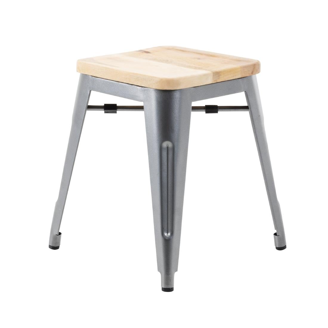Bolero Bistro stalen kruk met houten zitting - grijs (4 stuks)