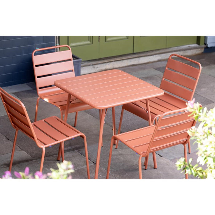 Bolero terracotta gelateerde stalen zijstoelen (4 stuks)