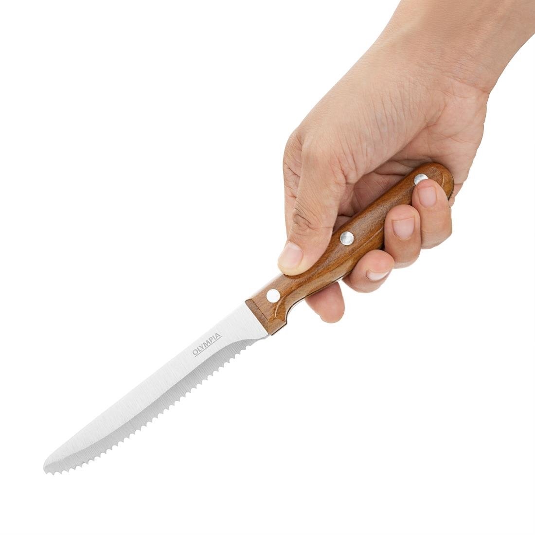 Olympia afgeronde steakmessen met PP houtlook handvatten (12 stuks)