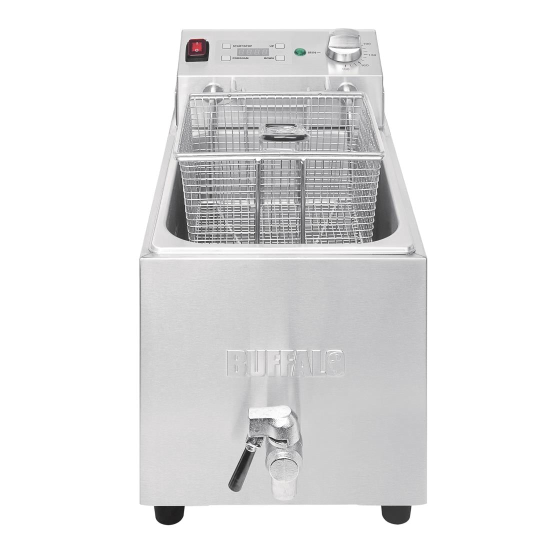 Buffalo enkelvoudige tank enkele mand 8ltr aanrecht friteuse met timer 2.9kw